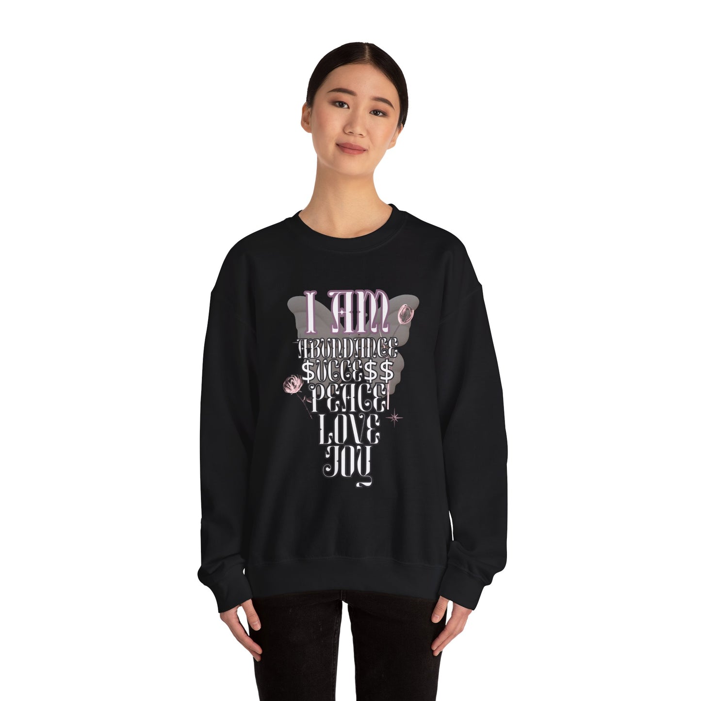 'I Am" Inspirational Crewneck Sweatshirt — "Change Your Mind, Change Your Life" Graphic